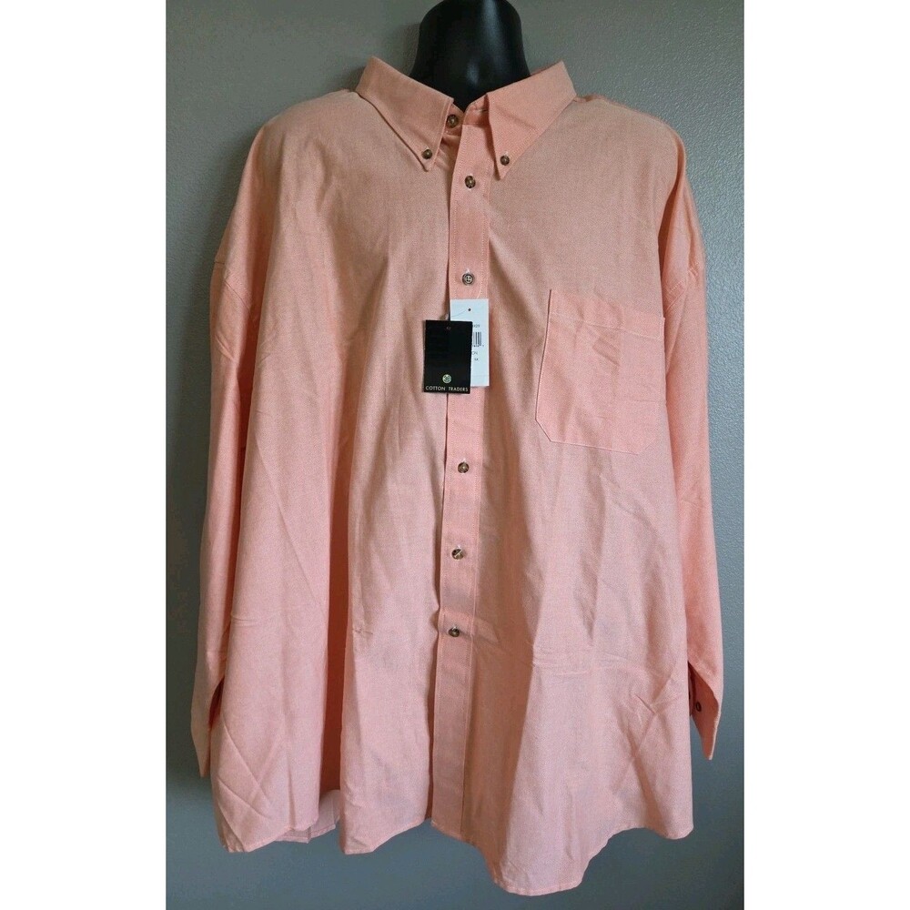 NWT Cotton Traders 5XL Men's Melon Peach Oxford Button Down Shirt - Big & Tall
